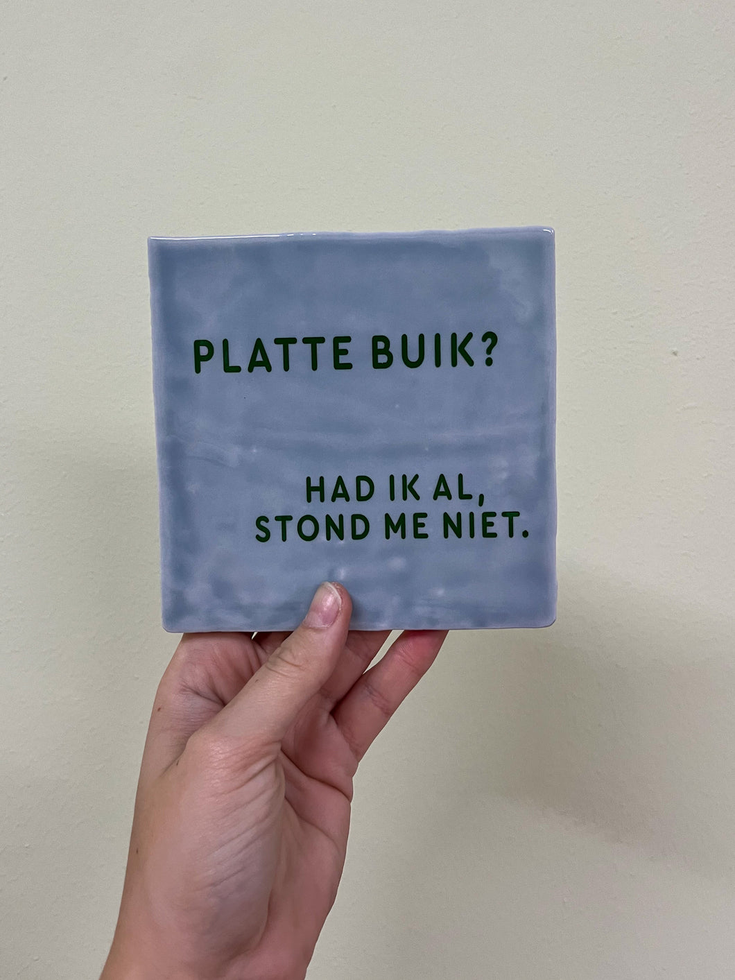 Tegeltje - Licht blauw - Platte buik