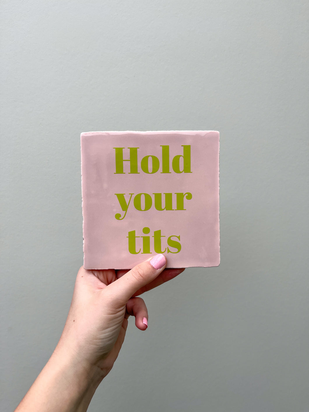 Tegeltje - Roze - Hold your tits